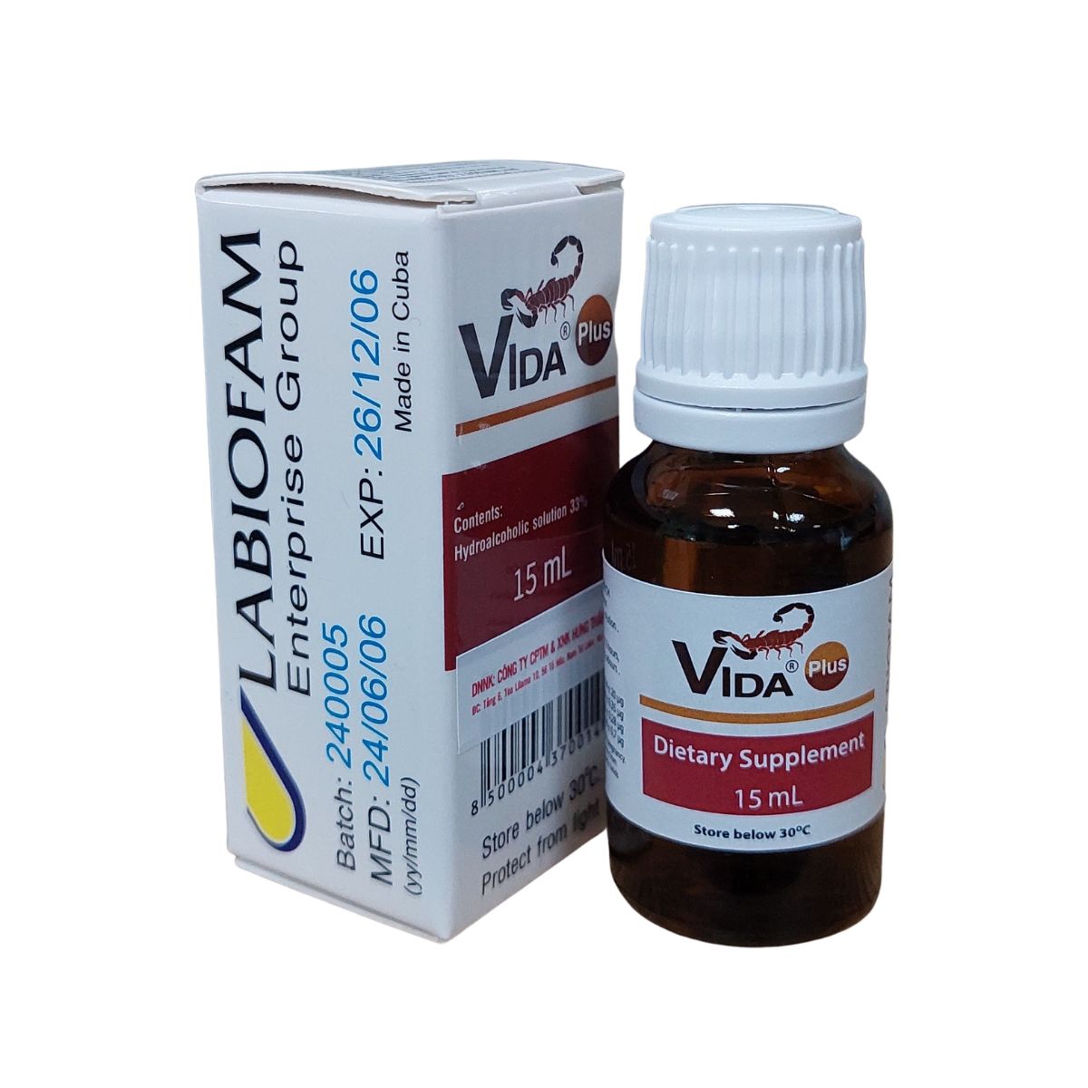 Thực phẩm bảo vệ sức khỏe Vida Plus Chiết xuất nọc Bọ Cạp Xanh Cuba - Lọ 15ml