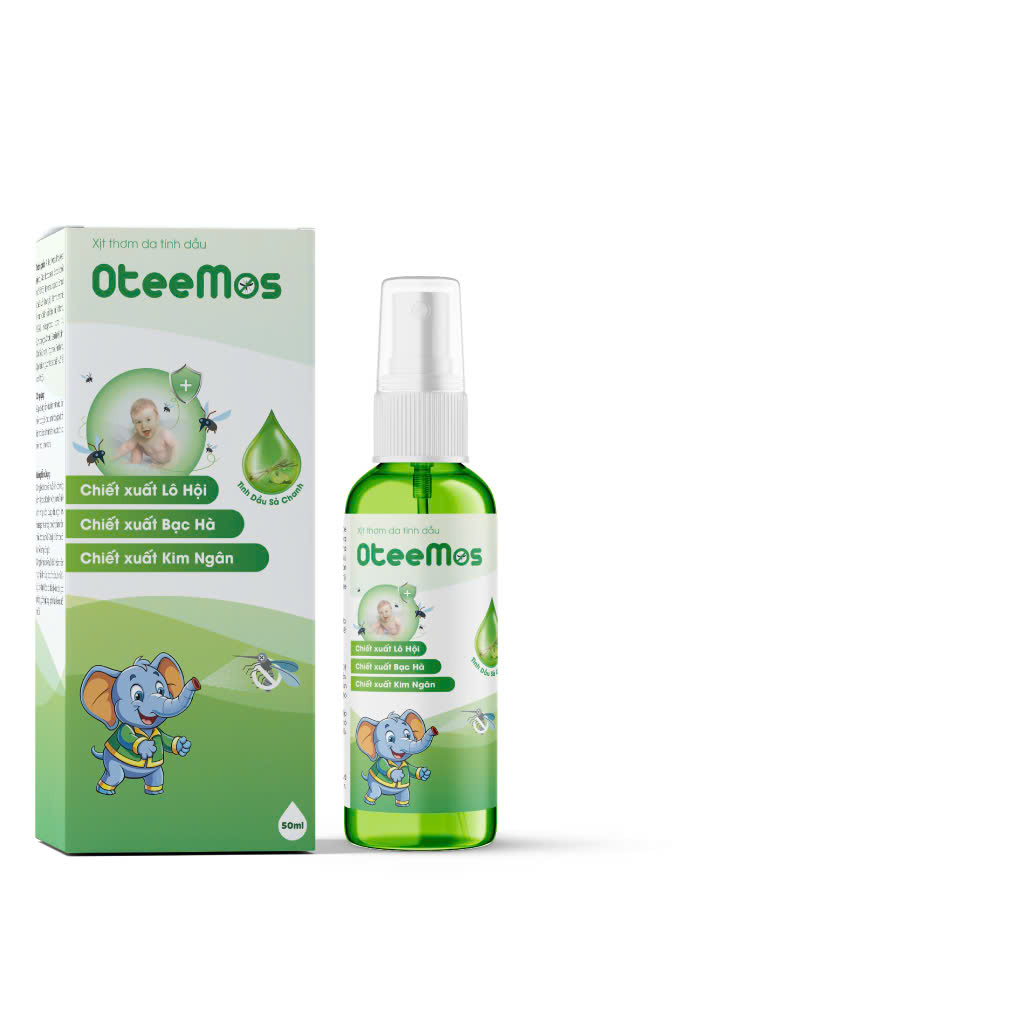 Xịt tinh dầu thơm da, chống muỗi OteeMos, chiết xuất Lô Hội, xua muỗi suốt 12 giờ